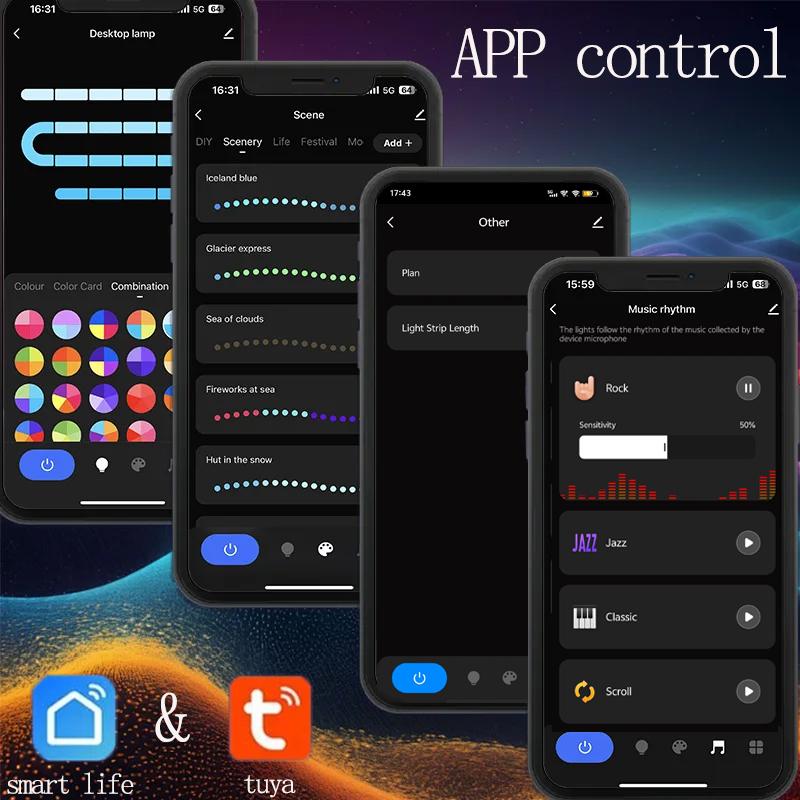 Атмосферный светильник, светодиодный Wi-Fi/Bluetooth, управление музыкой, ритм, праздничное украшение, светильник, освещение в приложении, лампа для игры, настенный настольный светильник