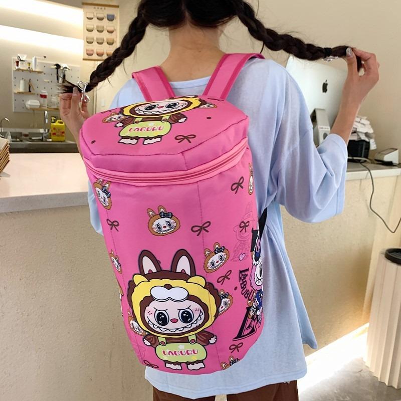Рюкзак школьный Labubu Милый мультяшный рюкзак в виде ведерка для закусок Большой вместимости Сумка для внешнего хранения Рюкзак