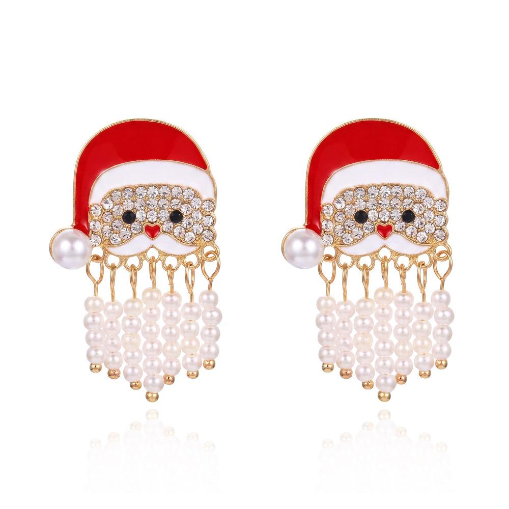 1 Pair Sparkling Christmas Drop Earrings Cute Santa Claus Dangle Earring Gifts