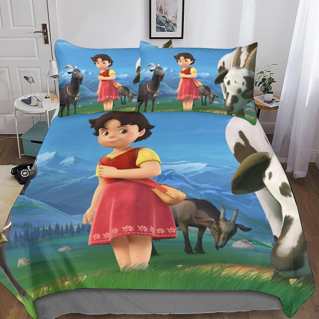 Постельный комплект Хайди, Постельное белье Хайди Девочка из Альп, Комплект пододеяльника Хайди и семья, Украшение спальни
