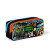 coral high Kids Black Blue Graffiti Patterned Two Compartment Pencil Bag 22161