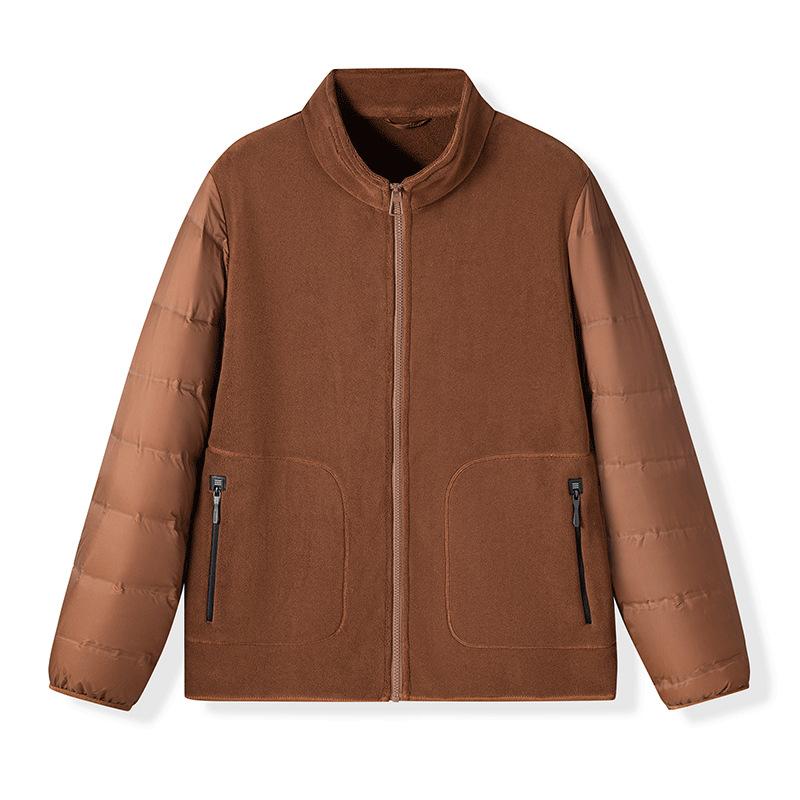 Winter Men's Australian Fleece Splicing Jacket Goose Down Jacket Youth Fashion Warm Down Jacket Jacket