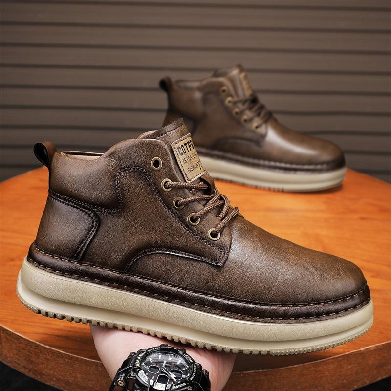 Autumn and Winter New Outdoor Casual Shoes Men's Large Size Martin Boots Fashion Trend Versatile Thick-soled Zhongbang Men's Short Boots