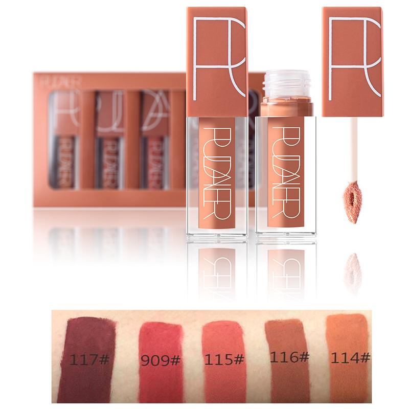 Pudaier Lip Gloss Matte Matte Velvet Liquid Lipstick с антипригарным покрытием, глазурь для губ, пятицветный набор