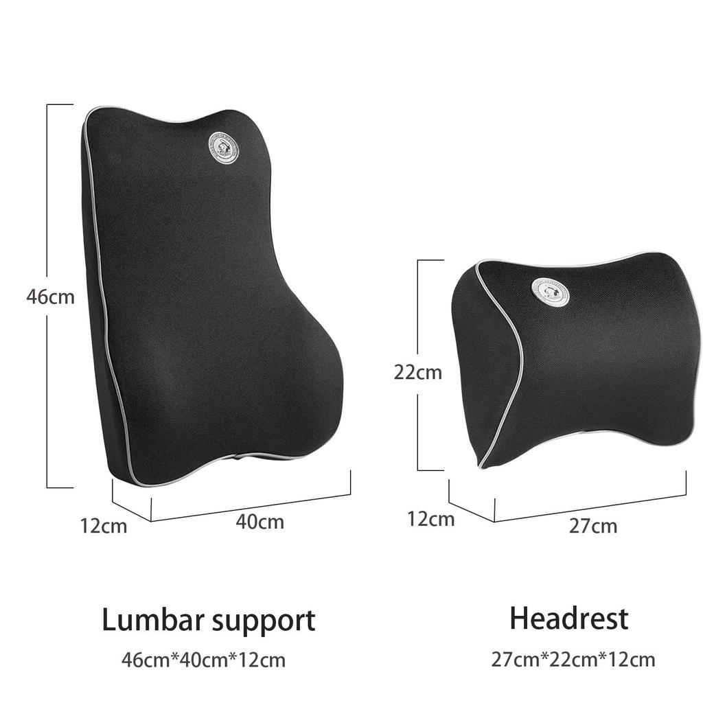 Ecloud Shop Lumbar Support Cushion Neck Pillow Ergonomic Universal Fit for Major Car B0013 Car/Headrest Kit, Design, Seats, Black,