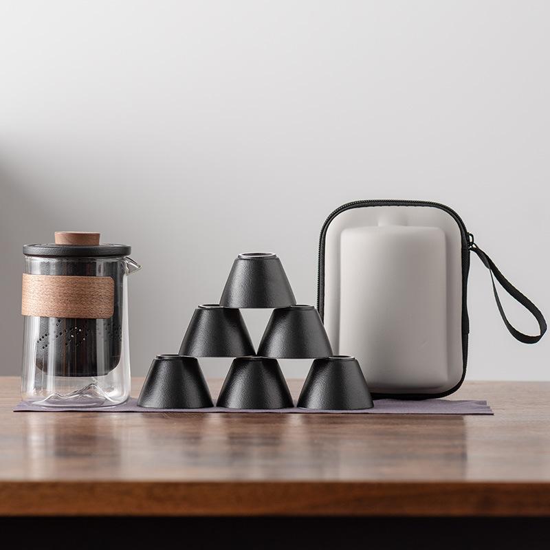 Travel tea set, business gift, glass outdoor pot 2346 ceramic express cup, teapot