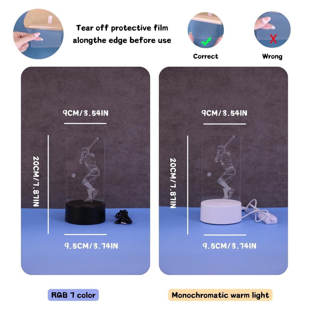 Креативный бейсбольный светильник, 3D ночник, креативный настольный, атмосферный светильник для спальни, светильник для украшения комнаты, питание от USB