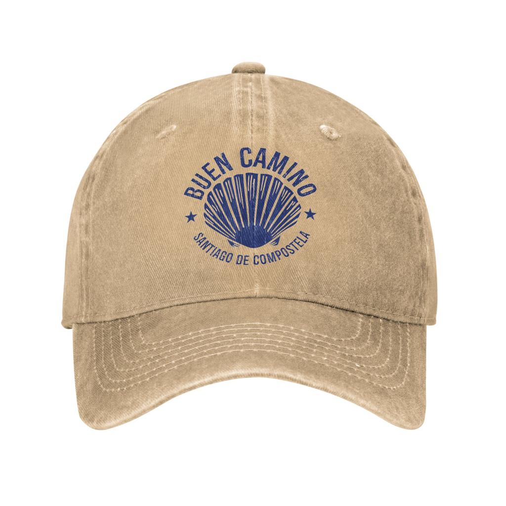 Unisex Women Camino de Santiago Print Hat Vintage Distressed Washed Baseball Cap Adjustable
