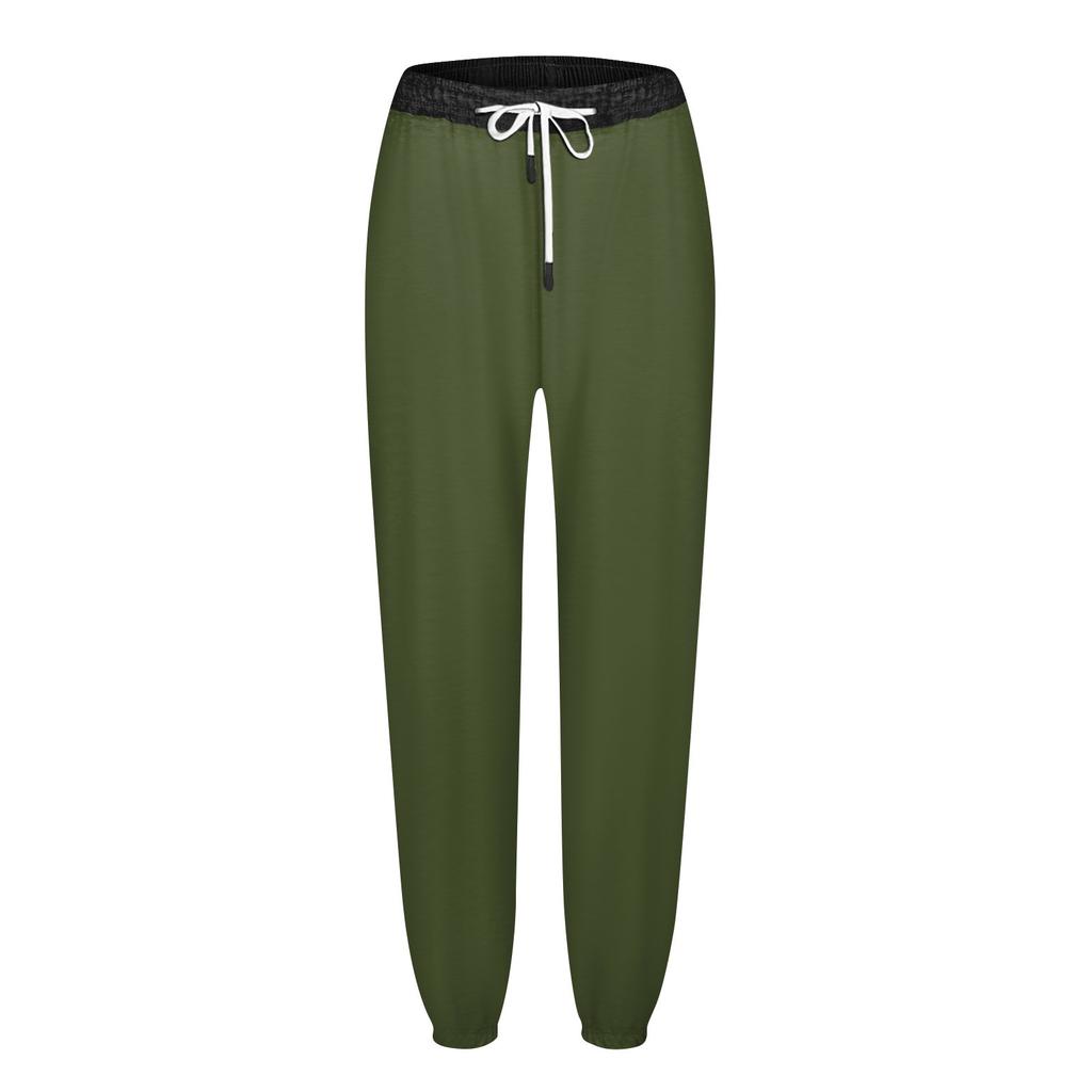 Женские модные спортивные повседневные спортивные штаны с карманами на шнурке и в тон