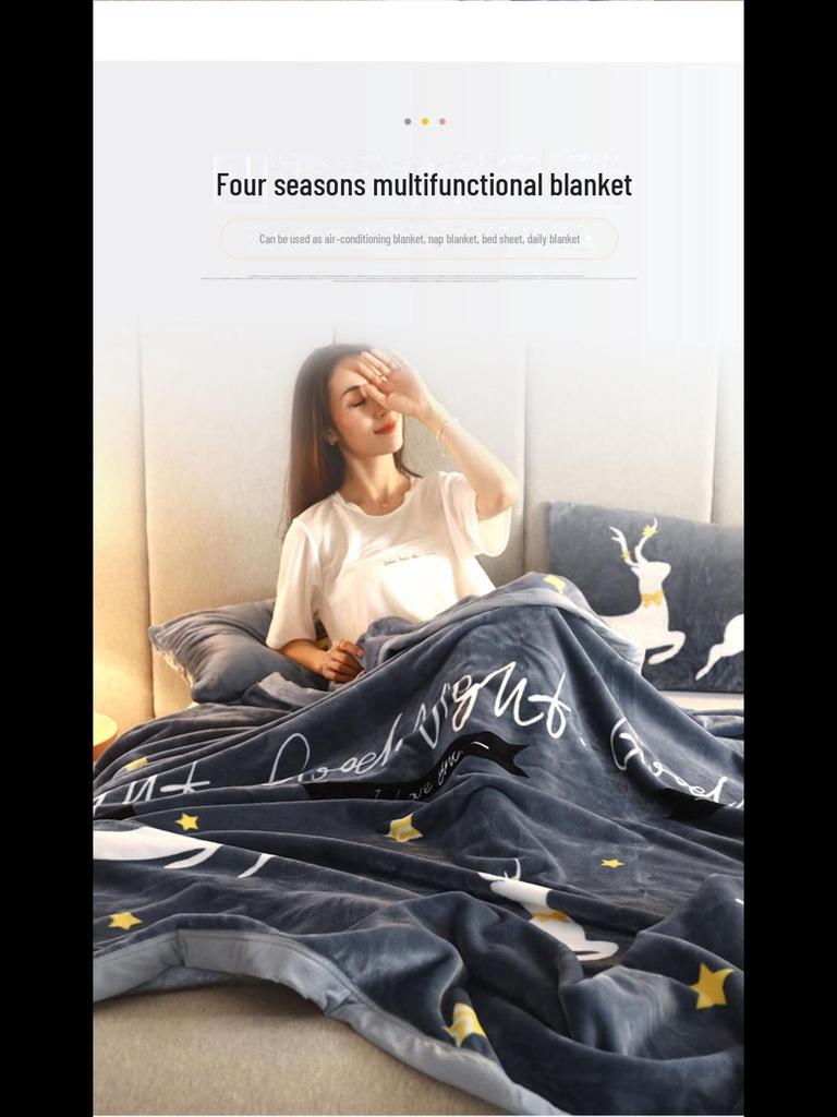 Coral Fleece Flannel Blanket - Winter Gift, Cozy Nap Blanket for Kids & Office