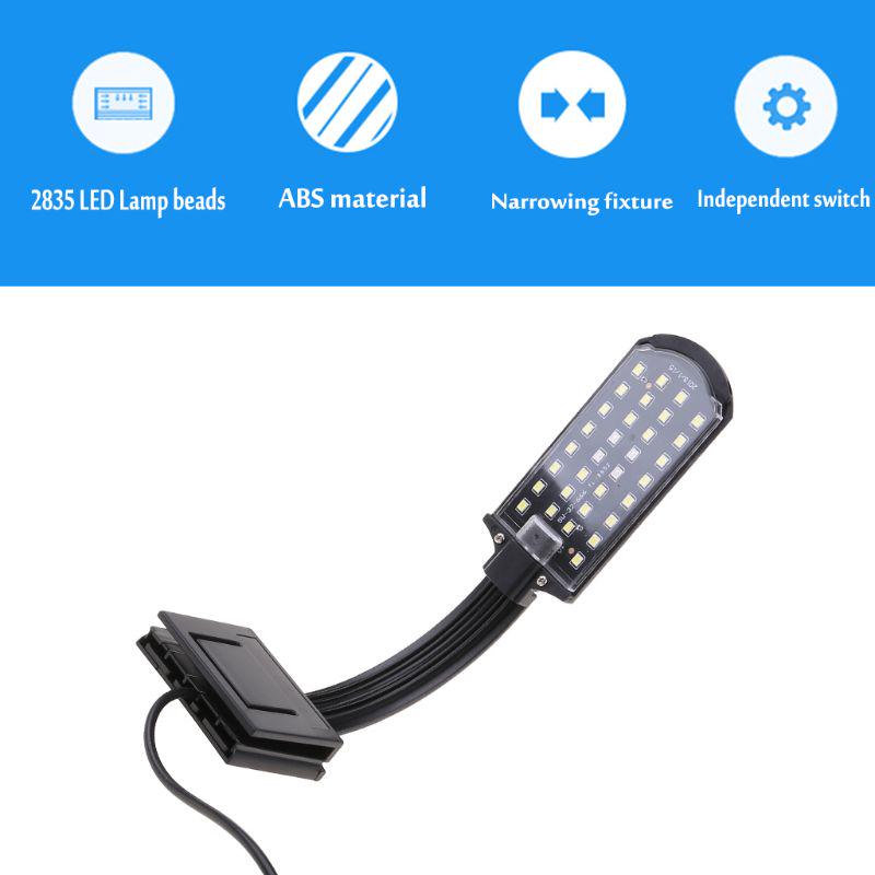 Аквариумный светодиодный светильник с зажимом EU Plug, высокая яркость, белое и синее освещение, энергосберегающая маленькая светодиодная лампа с 32 бусинами для аквариумов