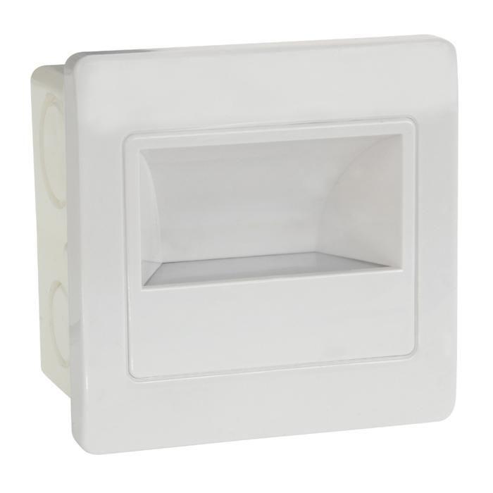 Applique LED mural carré blanc avec détecteur micro-ondes 2W (Eq. 16W) 4200K Dim. 86x86mm