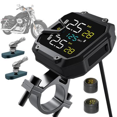Система контроля давления в шинах мотоцикла TPMS с 2 датчиками Система сигнализации контроля давления в шинах мотоцикла Водонепроницаемость IP65