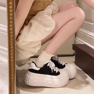 Кеды женские повседневные на толстой подошве, с большой головой, белые, универсальные, с принтом букв, с небольшой высотой, туфли-хлебушки, универсальные