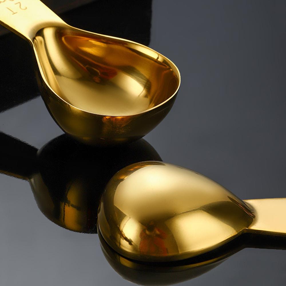 2Pcs Stainless Steel Coffee Bean Measuring Spoon Powder Scoop with Graduated Scale 30ml 15ml Baking Tools