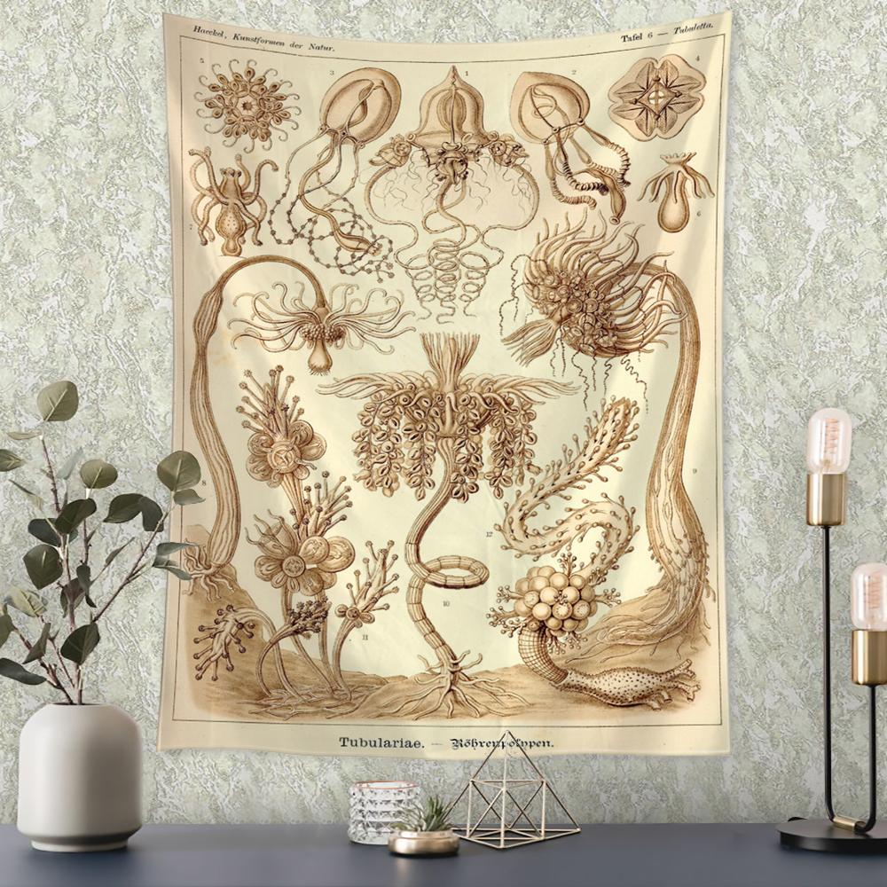 Карта идентификации подводных насекомых, настенный гобелен в богемном стиле, психоделическое колдовство, искусство, загадочный домашний декор