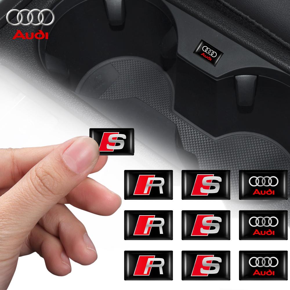 10pcs 3D Epoxy Drop Glue Car Emblem Stickers Badge Decoration Decals For Audi RS Sline A3 A4 B8 8P A5 A1 A6 Q3 Q5 Q7 Accessories