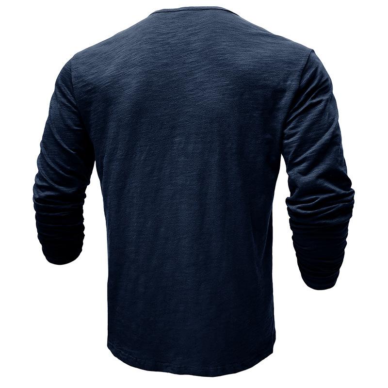 Mens 100 Cotton Slub Long Sleeve Henley Casual T Shirt