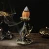 Vintage Buddha Hand Lotus Incense Burner Sandalwood Censer Brass Backflow Incense Holder Ornaments Office Table Home Decoration