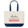 Sac cabas - PLANETEE - Audrey en Vacances - fond bleu - coton 40x45 cm - grand format