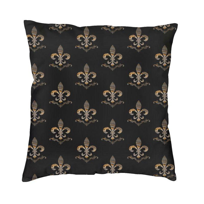 Роскошные Черно-Золотые Наволочки с Лилией (Fleur De Lis) Декор Милые Лилии Цветок Подушка для Стула Квадратная Наволочка