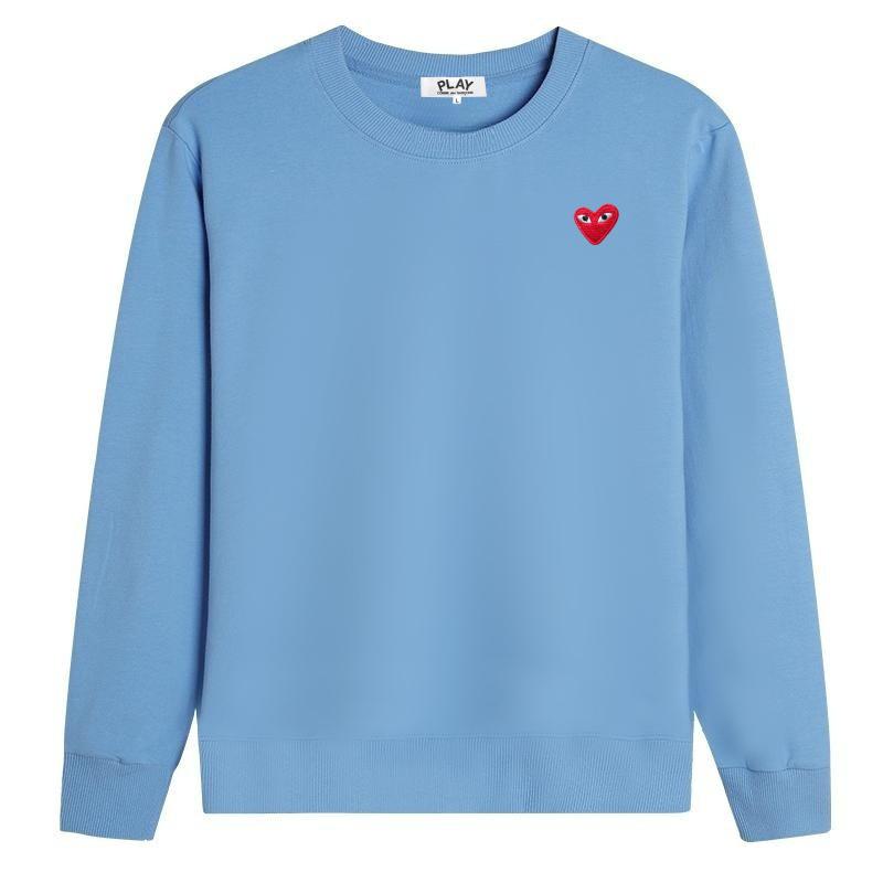 Трендовый японский бренд, вышитое красное сердце, хлопковая толстовка с длинным рукавом - Унисекс.