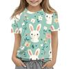 Детская модная повседневная футболка с коротким рукавом и принтом в виде Пасхи и круглым вырезом