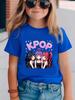 Kpop Мультяшный Принт Графические Детские Футболки Смешной Подарок для Фанатов Харадзюку Футболки Летние Топы Топы с Коротким Рукавом Детская Одежда