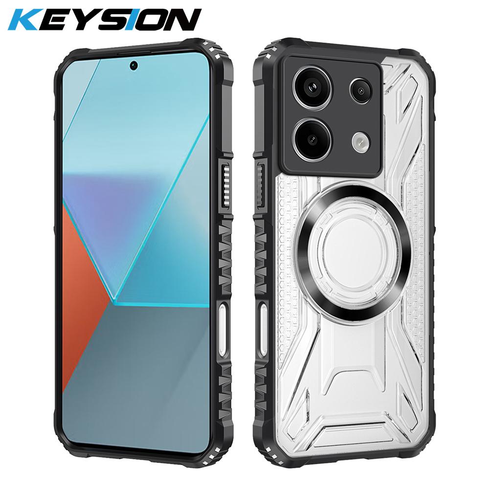 KEYSION Прозрачный магнитный чехол для Redmi Note 13 Pro 4G 13 Pro+5G Ударопрочная задняя крышка для телефона для Xiaomi POCO X6 5G M6 Pro 4G
