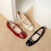 Vintage Mary Jane Flats for Women Casual Ballet Flats Square Toe Walking Shoes With Ankle Strap Women's Comfortable PU Leather Work Dressy Flats