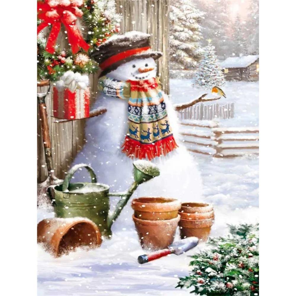 Алмазная живопись Art Full Drill Снеговик Алмазная картина Ручная работа Снежный день Diy Алмазная мозаика Картина Украшение дома Рождественский подарок