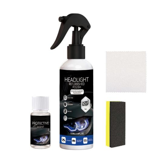 Headlight Repair Kit Fix Yellowed Fogging Oxidation Car Lenses With Polish Uv Protectant Spray