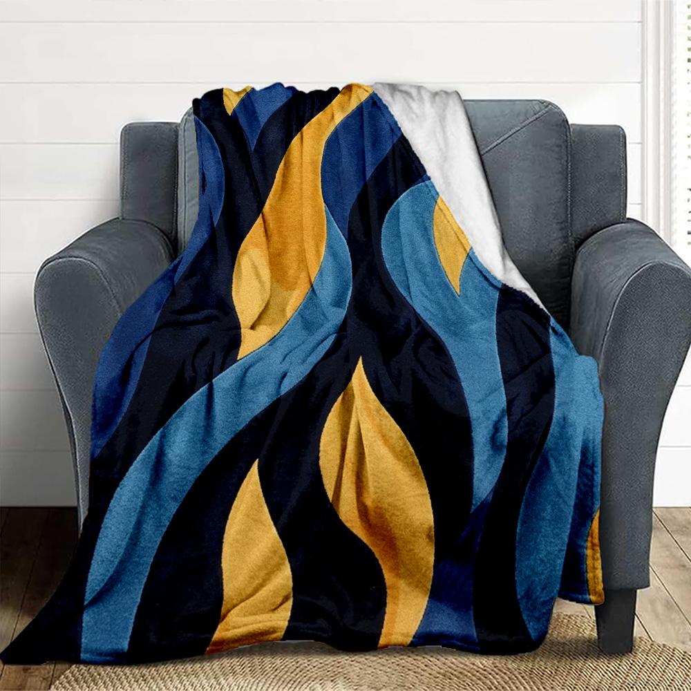 Abstract Waves Flannel Blanket Throw Blanket Soft Warm Sofa Bed Camping home Decor Unique Christmas Gift C9261039