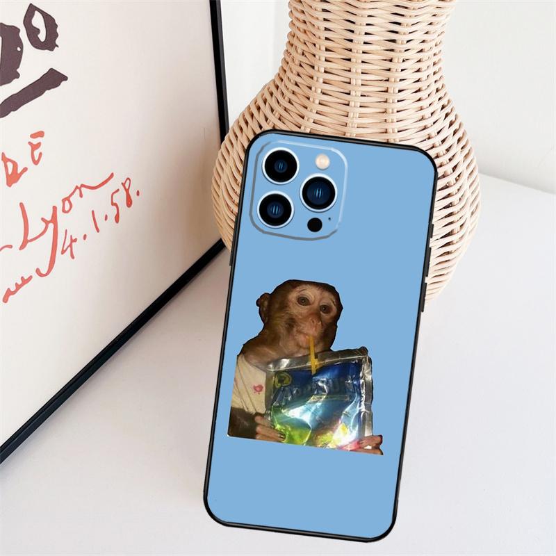 Обезьяна пьет Capri Мем Чехол Для iPhone 16 15 Pro 14 Pro Max Plus 11 13 12 Mini X XS XR Чехол для телефона