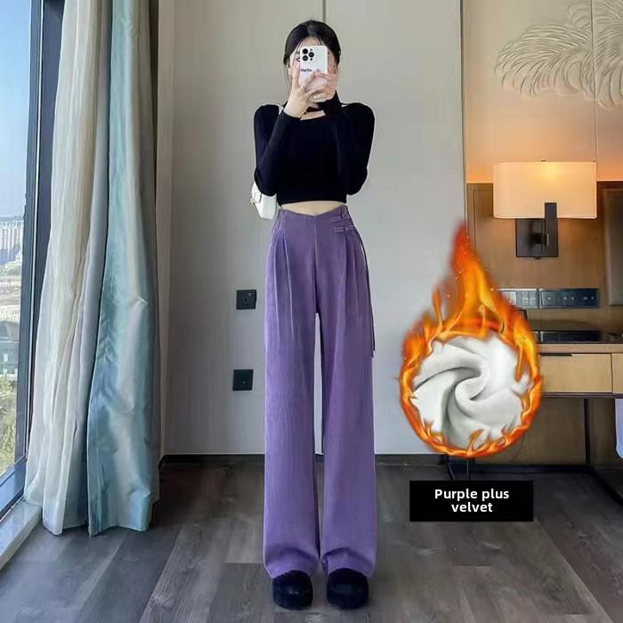 Широкие брюки Maillard 2023 из бархата с высокой талией на осень/зиму