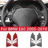 For BMW 5 Series E60 2004-2010 Car Accessories Carbon Fiber Interior Car Steering Wheel Panel Buttons Trim Frame Cover Stickers