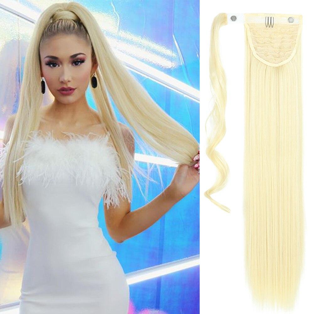LISI HAIR Long Straight Wrap Around Clip In Ponytail Hair Extension Heat Resistant Synthetic Pony Tail Fake Hair