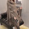Rabbit Hairball Women'S Loose Outer Wear Fur Collar Batman Shirt Shawl Circumference Warm Fringed Cape Type Knitted Shawl Women