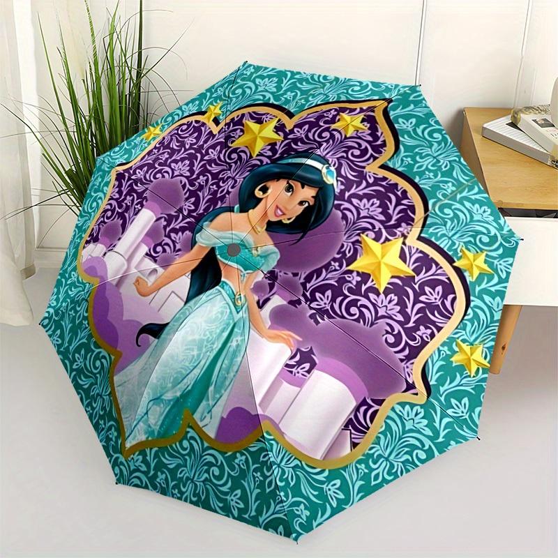 1pc Princess Jasmine 8-Rib Automatic Folding Umbrella, Portable & Foldable, Casual Outdoor Use,  Outdoor Umbrella y250726046