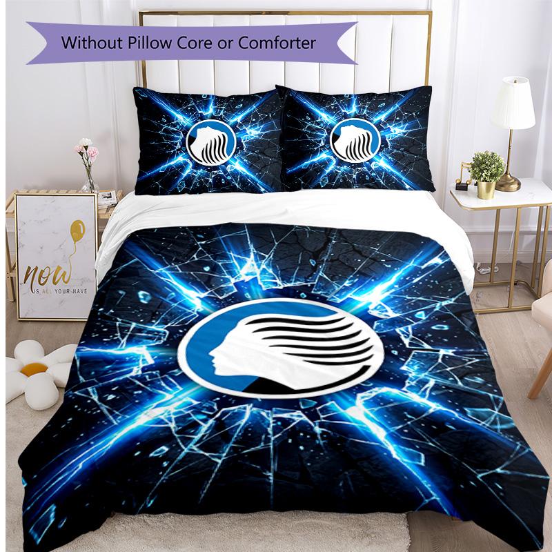 Atalanta FC Printed 3PCS Bedding Set Breathable Duvet Cover with Pillowcases Decorative Bed Linen for Bedroom Home