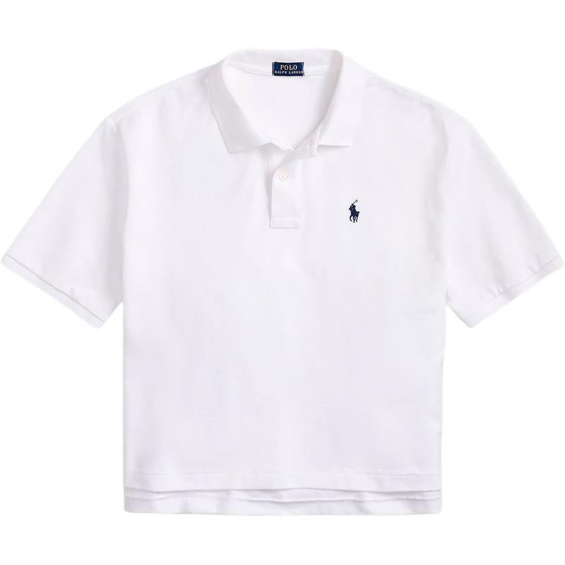 Ralph Lauren SS23 Solid Pony Embroidered Short Sleeve Polo Shirt Women White 211863280002
