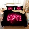 Love Heart Duvet Cover Set King Size Valentines Bedding Set Pink Love Heart Pattern Soft Microfiber fabric For Girls Women Quilt