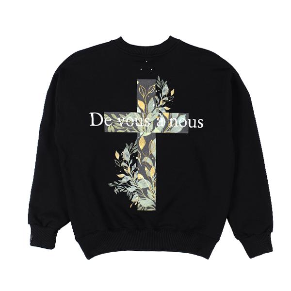 DVÀN A Vine Flower Black Sweatshirt