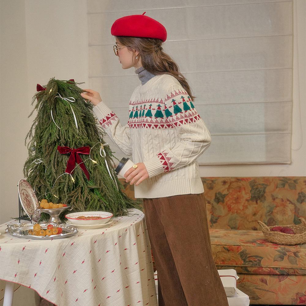 Простой свитер с косами цвета слоновой кости в стиле Фэр-Айл Sr_Fair Isle