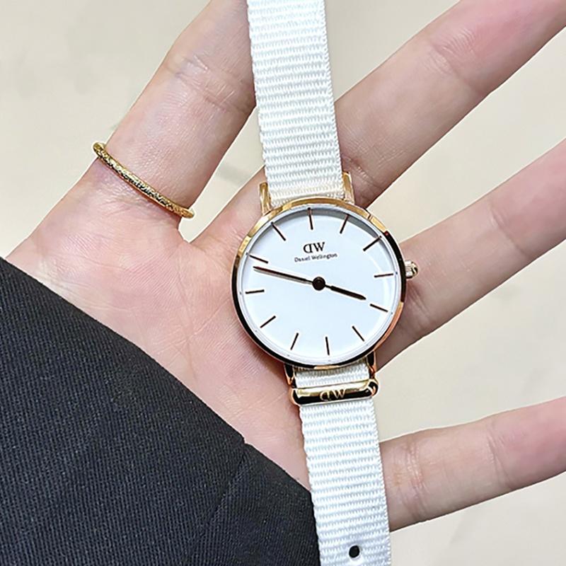 Daniel Wellington Watches for women, watches, quartz movement, canvas nylon fabric strap, white dial, women's watch, 30 meters waterproof DW00100313-3