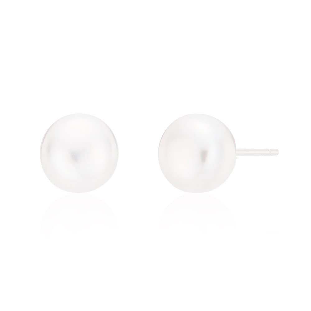 Silver 925 Rounded Pearl Earrings