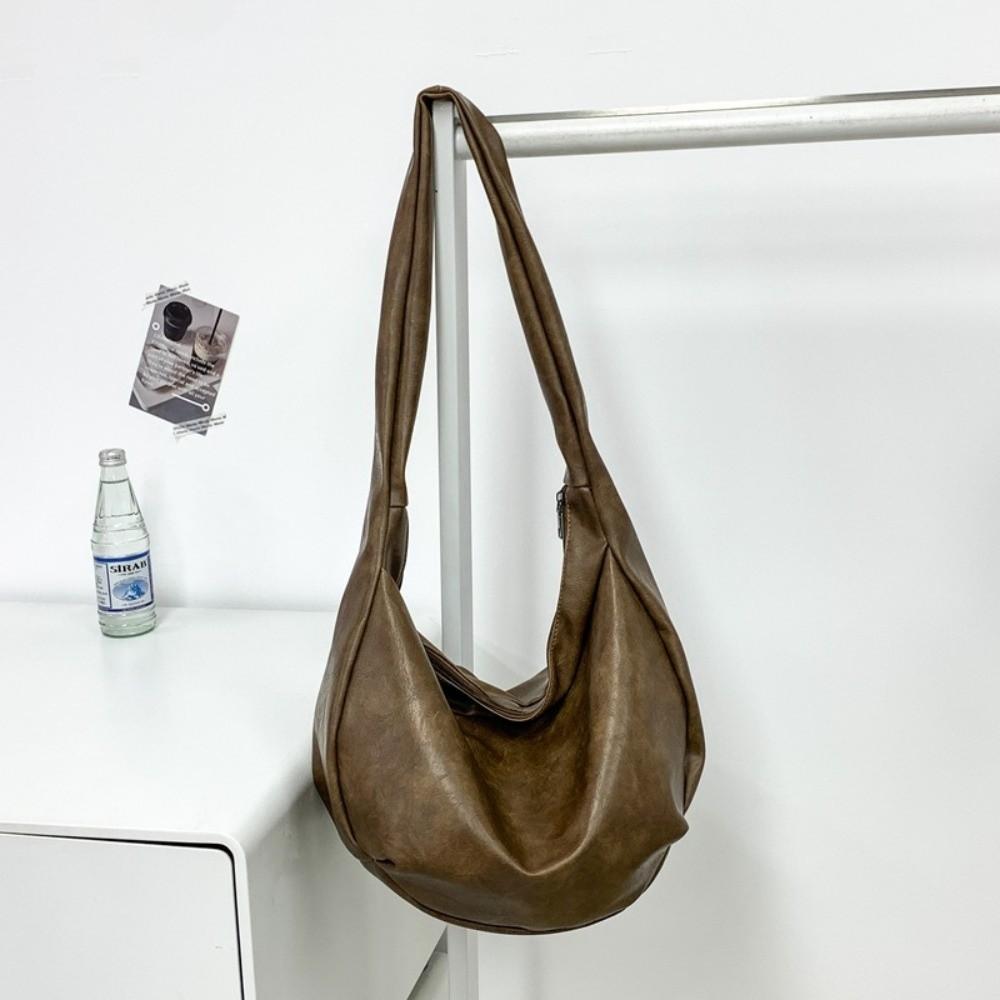 Japanese Style PU Leather Shoulder Bag Large Capacity Crossbody Bag Portable Male Dumpling Bag Man