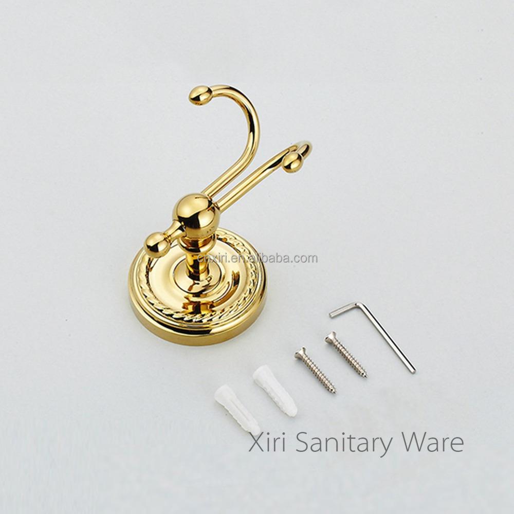 Wall Mounted Gold Plating Robe Hook Brass Bathroom Accessories Clothes Hangings XR-GZ-9001K