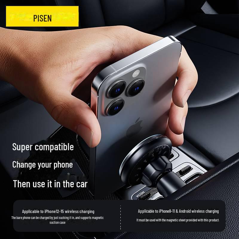 PISEN Беспроводное автомобильное зарядное устройство и держатель для телефона - Быстрая зарядка, магнитное крепление для устройств Apple и навигации