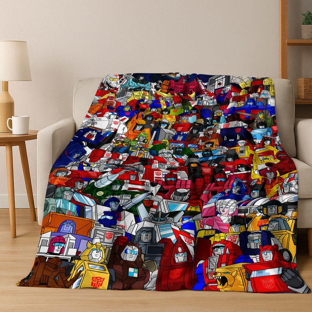 Cartoon T-Transformers Autobots Optimus Prime Flannel Blanket,Warm and Cozy Soft Throw Blanket for Home Bedroom Bed Sofa Cover